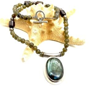 Sterling Fiery Labradorite Pendant Necklace